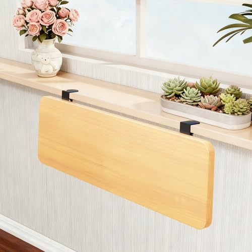 EXCLURA 90 Degree Fold Down Window Sill Extender, Clamp-On Desk Edge Extension Plate Shelf, Windowsill Extender Shelf for Plants/Decor/Storage(40x20cm(15 3/4x7 7/8))
