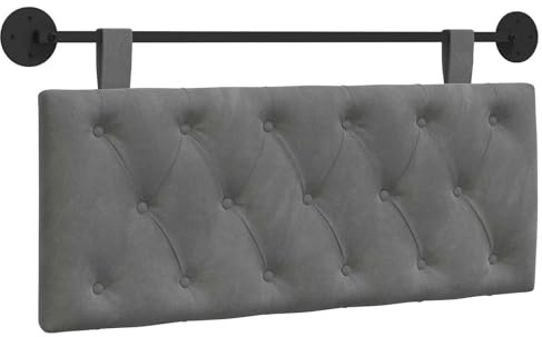 vidaXL Hängendes Kopfteil Dunkelgrau Samt, Schlafzimmer, modernes Wand-Kopfteil, rechteckig mit Samtbezug, gesteppt, Holzwerkstoff, platzsparende Dekoration