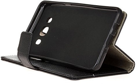 COPHONE® Etui Coque Housse de Protection Noir en Cuir pour Samsung Galaxy J5 2016 J510 Etui porteufeuille Noir Haute qualité pour Samsung J5 2016 J510
