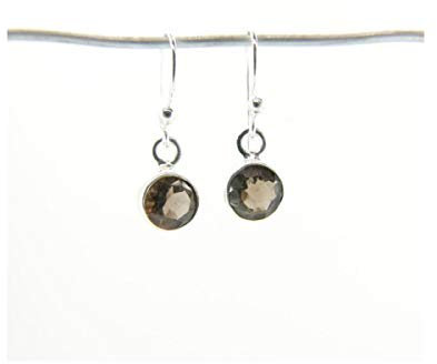 Mineral Import Ohrstecker Rauchquarz Kreis Facettenschliffoptik – Sterling-Silber 925 – 4647 VC