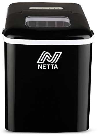 NETTA Ice Maker Machine for Home Use Makes Cubes in 10 Minutes - Large 12kg Capacity 1.8L Tank - No Plumbing Required - Includes Scooper and Removable Basket - Black