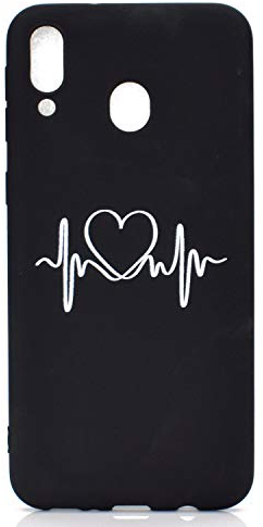 CUAgain Kompatibel mit Samsung Galaxy A40 2019 Hülle Silikon Schwarz Lustig Muster Ultra Dünn Galaxy A40 Hüllen Handyhülle Gummi Cover Bumper Kratzfest Case Mädchen Damen,Herzkurve