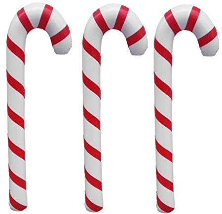 NUOBESTY 3pcs 87cm bastoncini da passeggio gonfiabili natalizi stampelle decorative palloncini decorativi stampelle per feste (rosso e bianco)