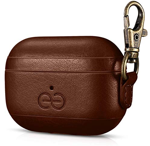 Dreem Om AirPods Pro Vegane Ledertasche mit Clip - Kompatibel mit Apple Bluetooth Wireless Earbuds für iPhone - Kaffee