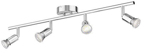 ledscom.de Deckenleuchte LUNARA, 4-flammig, Edelstahl, chrom matt, inkl. 4x LED GU10 Lampen (warmweiß, 9,356W, je 227lm, 110°)
