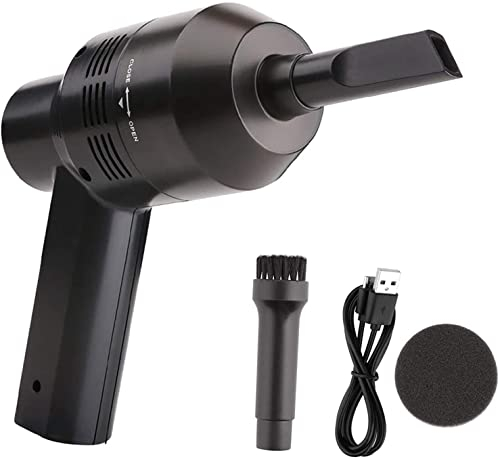 Mini Aspirador de Teclado USB de Mano, Kit de Aspireadora Recargable para Ordenador, Limpiador Eléctrica Portátil con Esponja para Teclados de PC, Aspiradora de Teclado para Limpiar Polvos(黑色)