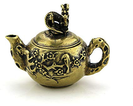 YGAKX Antique Bronzeware Mini Copper Pot Happiness Brows Pure Copper Teapot Water Drop Faucet Gai Wenwan Copper Incense Burner Handle