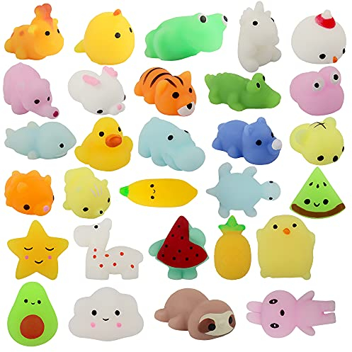 ZoneYan 29 Pezzi Squishies Mini Squishy, Squishy Animali e Frutta Kawaii, Squishy Antistress Kawaii, Animali Squishy, Mochi Squishy Toys, per Bambini e Adulti, Stili Casuali