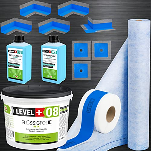 Kit d'étanchéité film liquide 12kg douche bain étanchéité bande d'étanchéité 15m voile d'étanchéité 1m SET340