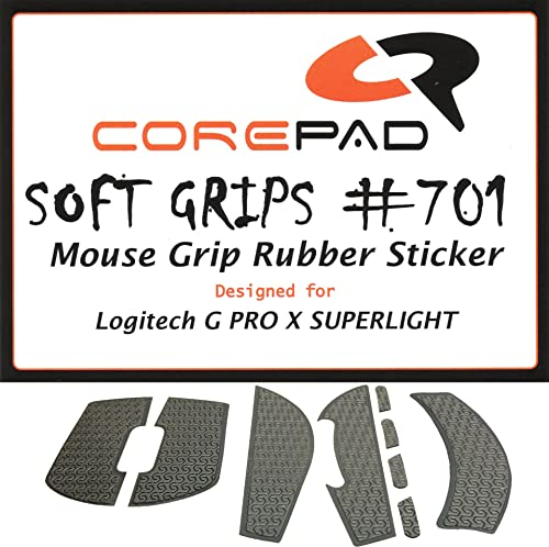 Corepad Soft Grips - Selbstklebende vorgeschnittene Anti-Rutsch Aufkleber für PC Gaming Mäuse (Black, Logitech G PRO X Superlight)