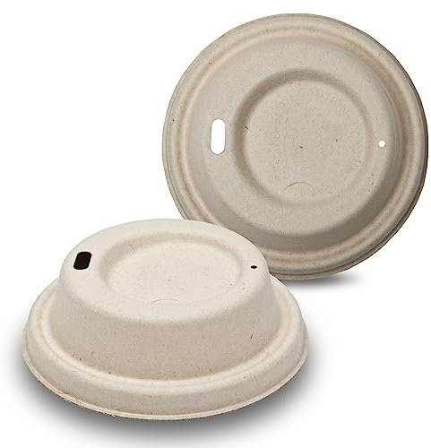 DISPOSABLE GREEN - Tapa de taza para tazas de café NEXTGEN, tapas de taza de café adecuadas para tazas de café desechables de una sola pared, hecha de pulpa de caña de azúcar, se adapta a tazas de