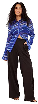 NA-KD Camisa de Malla Plisada Vestir, Azul Print, S para Mujer