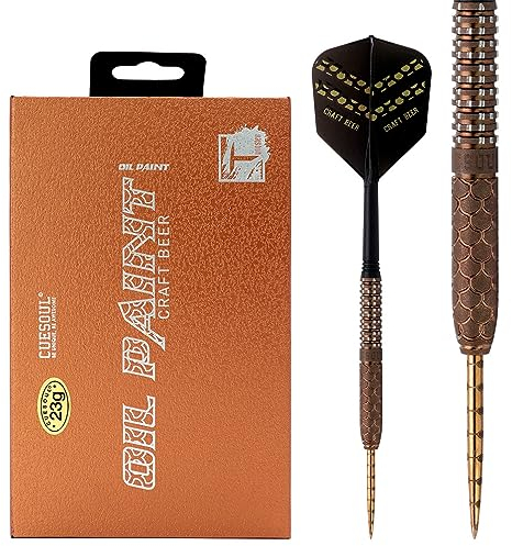 CUESOUL Craft Beer 23g Steel Tip 90% Tungsten Dart Set mit Ölfarbe Finish und vereinheitlichenden ROST Flights