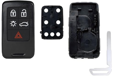 StandardAutoPart Smart Car Key Fob 5 Button Remote Slot Key Compatible with Volvo XC70 XC60 V70 V60 S80 S60 V40 KR55WK49264 (Shell Case)
