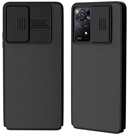 XTCASE Cover per Xiaomi Redmi Note 11 Pro 5G/4G Custodia, Protezione Copri Fotocamera Scorrevole Ultra Sottile Rigida Hard Antiurto Antigraffio Antiscivolo Shockproof Protettiva Case, Nero