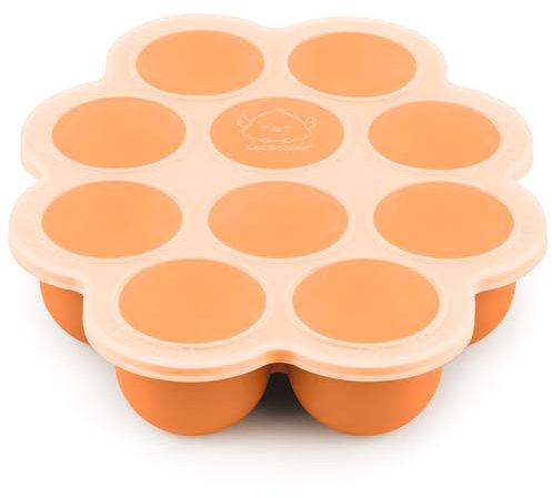 Silikon Babynahrung Aufbewahrung - 60ml x 10 Pods Silikon Babybrei Einfrieren Behälter mit aufsteckbarem Deckel, Beikost Einfrieren Behälter, Mikrowelle, BPA-Free Vorratsbehälter Babybrei (Maple)