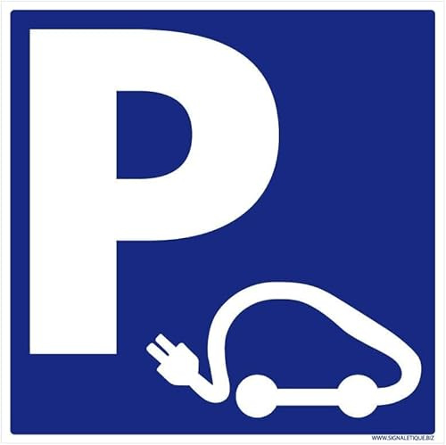 Signalétique.biz France - Panneau Parking borne électrique - Voiture en charge - 450 x 450 mm - Adhésif