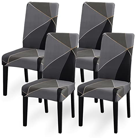 Aisprts Stuhlhussen 4er Set Stretch Stuhlhussen für Esszimmerstühle, Abnehmbarer Waschbarer Stühle Schutz Dekoration Stuhlbezug für Haus, Küche, Hotel, Restaurant, Bankett, Hochzeit, Party