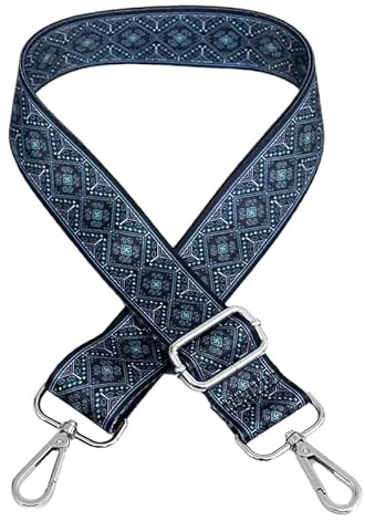 Permangallop Taschengurt, schulterriemen für Taschen, Taschengurt Umhängegurt, taschengurt gold, Verstellbarer Schultergurt für Damen und Herren, DIY Zubehör für Tasche (Blau gezackt)