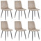 Mevsim Elisia Esszimmerstuhl 6er Set Beige - Samt - Metallbein - Wohnzimmersessel - Samt Sessel Stuhl - Edelstahl Küchenstuhl Schwarze Metallbeine - Polyester Stuhl - Anti-Rutsch