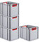 PROREGAL SuperSparSet 4x Eurobox NextGen Color | HxBxT 32x30x40cm | 30 Liter | Griffe rot offen | Glatter Boden | Eurobehälter, Transportbox, Transportbehälter, Stapelbehälter