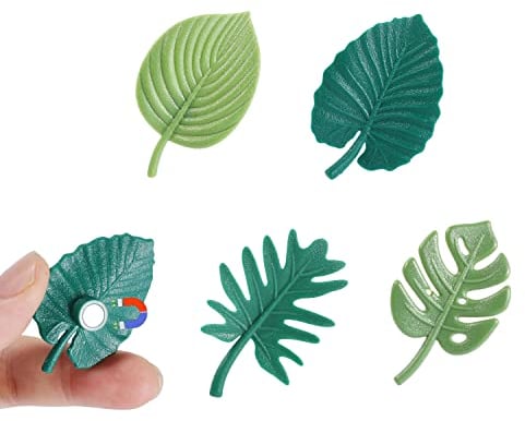 4pcs Plant Fridge Magnets, Monstera Plant Fridge Magnets 3D Cute Fridge Magnets Decorative for Home Office Decoration Kitchen Refrigerator Decal (Green)