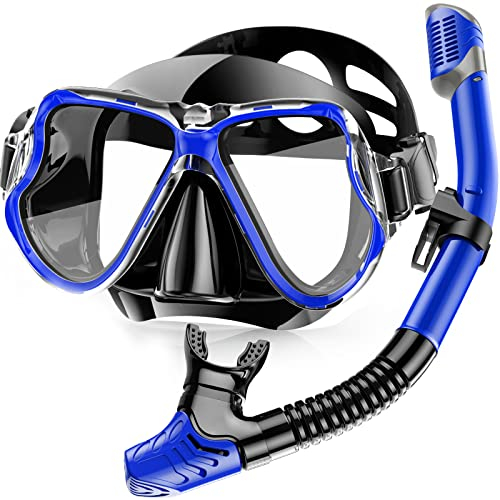 Karvipark Schnorchelset Erwachsene, Schnorcheln Set mit Taucherbrille und Dry Schnorchel, Anti-Leck & Anti-Fog Tauchmaske, Professionelle Schnorchel ausrüstung für Schnorcheln, Schwimmen und Tauchen
