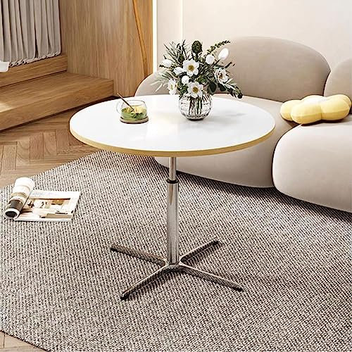 Wohnzimmertisch Couchtische für kleine Räume einfacher runder niedriger Mitteltisch für Wohnzimmer Heimbüro Beistelltisch Sofatische Computertisch Balkon Pflanzenständer drehbarer Hubtisch Weiß