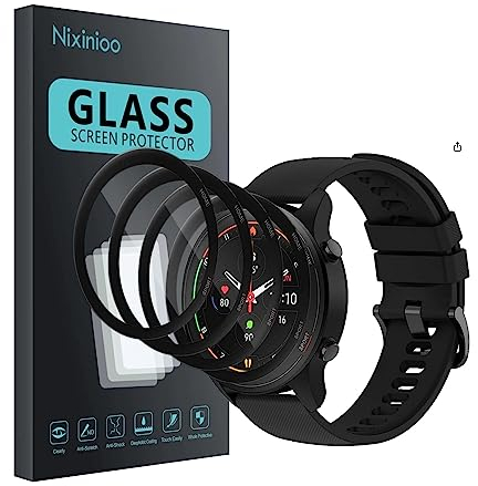 Nixinioo [4 Pezzi] Pellicole Protettive Vetro per Xiaomi Mi Watch Pellicola Protettiva [3D Copertura Completa] [Senza Bolle] [Facile Installazione] HD Soft TPU Protezione Schermo