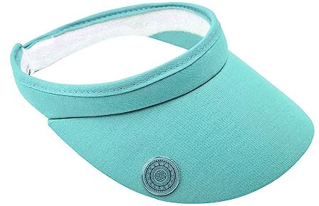 Surprizeshop Womens Golf Visor | Clip Style | Built in Magnet | Comes with Hand Enamelled 25mm Ball Marker | Rigid Peak | Multiple Colours | Golf Visor | Tennis Visor Ocean Blue