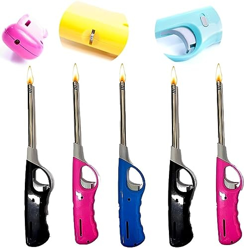 UR CHOICE BBQ Fire Lighters - Refillable Safety Gas Candle - For Kitchen, Barbecue, Candles, Camping, Cooking, BBQs - Available in Pack of 3,5, &10 - Multicolour Safety Gas Candle Fire Lighters (3)