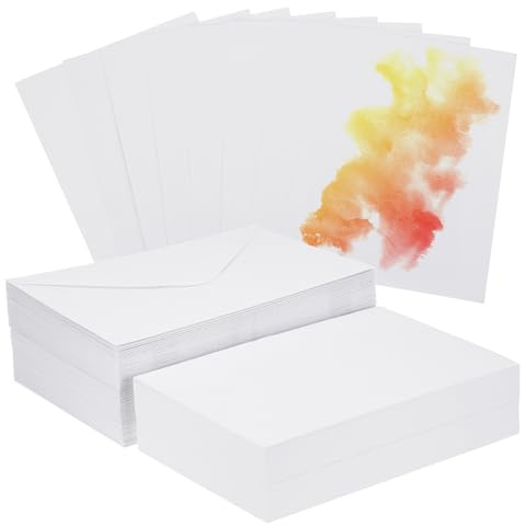 PATIKIL 100 Set Aquarellpapier Reine Baumwolle 140lb/300 GSM Aquarellpapier Postkarten Blanko mit Umschlägen für Kunst Malerei Kreative Dankeskarten 5x7