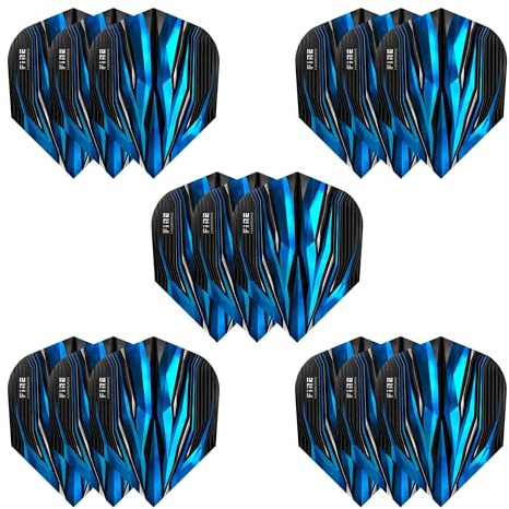 Harrows Fire Dart Flights, 5 x Sets Darts Flights (15 Flights insgesamt) I 100 Mikron Dart Flights I Premium Extra Strong Made in UK I Professionelles Dartzubehör I Blaue Dart-Flights