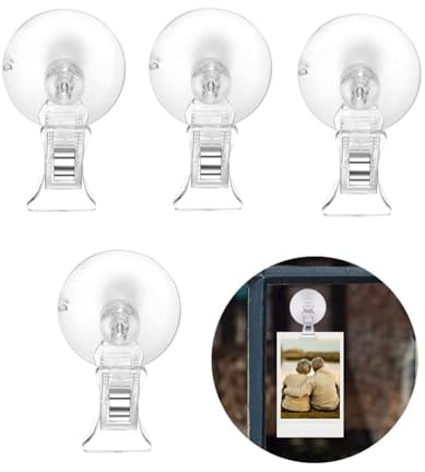 Suction Cup Clips,4 PCS Aquarium Suction Cup Clip Fishes Veggie Seaweed Suction Cup Clamp Feed Holder Clips Clamps Air Line Tube Holder Clips Clear Clamps for Fridge Aquarium Bathroom Kitchen Office