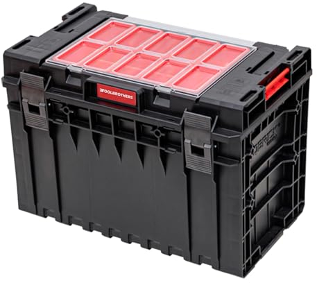 Toolbrothers RHINO XXL Werkzeugkoffer ECO Handling+ Höhe XL 52 l IP66 mit herausnehmbaren Trennwänden + Boxen