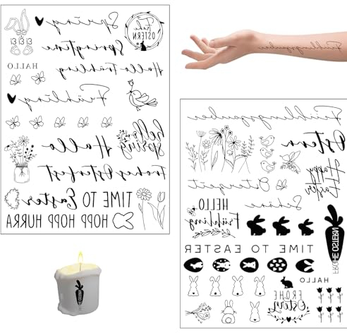 YKHSUAOU 6PCS Kerzentattoos Ostern,Kerzentattoos,Kerzenaufkleber sticker,DIY Wasserschiebefolie Kerzen,Aufkleber für Osterkerzen,Ostermotive Adventskerze Dekorieren (Schwarz)
