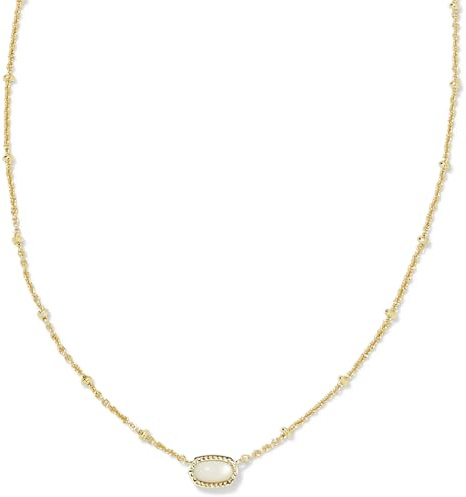 Kendra Scott Mini Elisa 14k Gold-Plated Satellite Short Pendant Necklace in Ivory Mother Of Pearl, Fashion Jewelry for Women