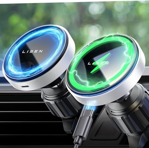 LISEN 15W für Magsafe Autohalterung Handyhalterung Auto mit Ladefunktion, Mag Safe Ladegerät Auto Lüftung Kfz-Handyhalterung mit Ladefunktion,Ladegerät Magnet für iPhone 16/15/14/13/12