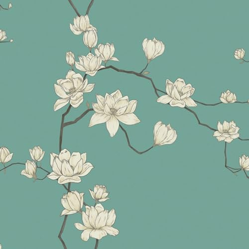 Fiula Papier Peint Autocollant Motif Fleurs 44CM x 10M Vert Beige Film Mural Imperméable Film Décoratif Pour Meubles Pour Salon Chambre à Coucher Vintage Floral