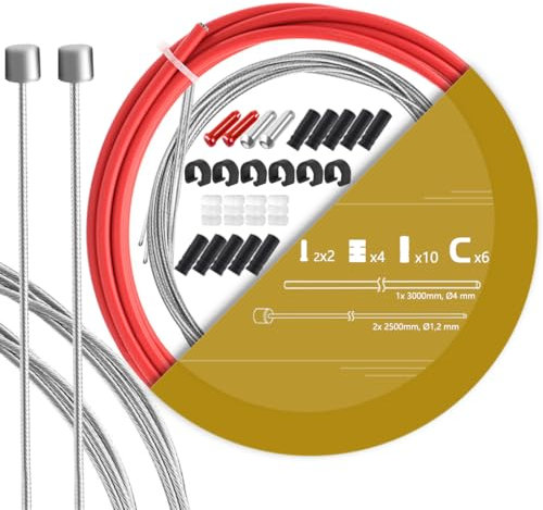 TAPKUA Fahrrad Schaltseil Set, 2500mm Universal Fahrrad Schaltzug mit 3M Außenhüllenzug Schlauch für Mountainbike Rennrad usw