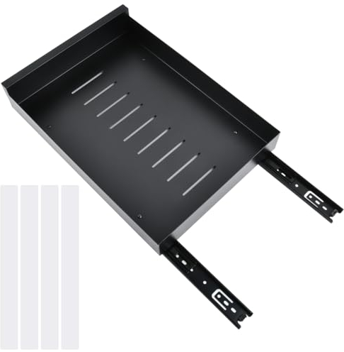 Pull Out Shelf, Peel and Stick Slide Out Drawers Kitchen Cupboard, Slide Out Drawer for Cupboard,Sliding Shelf for Kitchen Cupboards Adjustable, No Nailing Under Cabinet Spice Drawer (30*43*9cm)