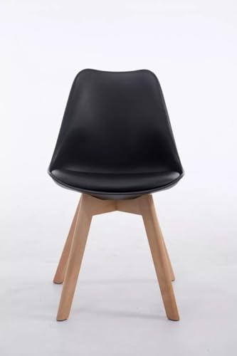 In And OutdoorMatch Leder Konferenzstuhl Ronaldo - Schwarzes Holz - Ohne Armlehne - Besucherstuhl - Bürostuhl - Wartezimmerstuhl - Esszimmerstuhl - 47cm