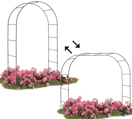 HonunGron Rosenbogen aus Metall Stabil Torbogen Gartenbogen aus Pulverbeschichtetem Stahl Rankhilfe Rankgitter Spalier Torbogen Für Kletterpflanzen Laubengang (2m*1.9m*37cm,Grün)