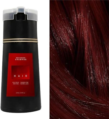 Nova Hair Dye Shampoo, Nova Hair Instant Dye Shampoo, Nova Hair Color Shampoo for Gray Hair, for Women and Men (Red)