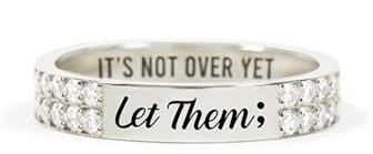 Let Them Pavé Mantra Ring, S925 Sterling Silver Self Worth Motivation Circle Rings, Inspirational Stainless Steel Engraving Stackable Jewelry, Encouragement Gift To Sisters Friends (Silver,7)