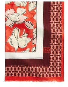 Marc O'Polo Damen Schal mit Muster mit Fransen, Mehrfarbig (Multi/Burnt Red), One Size
