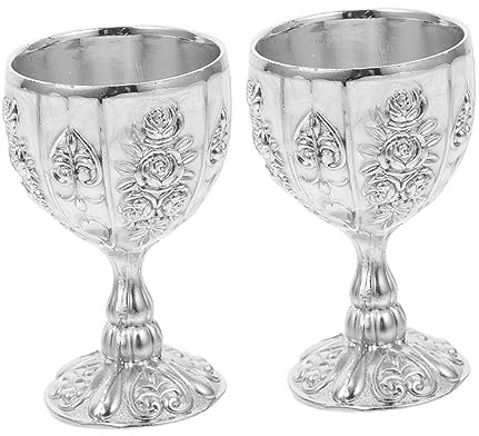 ABOOFAN 4 Pièces Verre à Vin Européen Verres à Vin De Luxe Gobelets Tasse De Verres à Vin Fleuris Verres à Boire Vintage Calice De Whisky Calice En or De Zinc