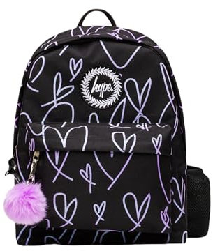 Hype Purple Glitter Heart, Sacs à Dos Fille, Cœur pailleté Violet, Taille Unique