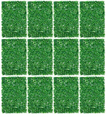 Salmeee Lot de 12 panneaux muraux de plantes artificielles - 60 x 40 cm - Brise-vue - Haie artificielle - Vert - Brise-vue - Plantes artificielles pour jardin, extérieur et décoration intérieure