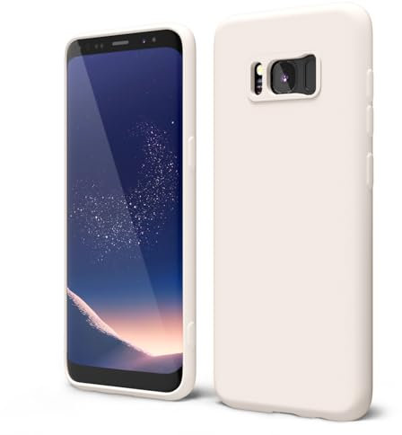 oakxco for Samsung Galaxy S8 Phone Case Liquid Silicone, Thin Slim Soft Rubber Gel TPU Plain Protective Simple Cover for Women Girl Cute, Matte Solid Color Aesthetic, Beige Stone Cream